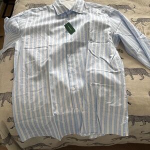 Elegant Blue and White Striped Dress Shirt